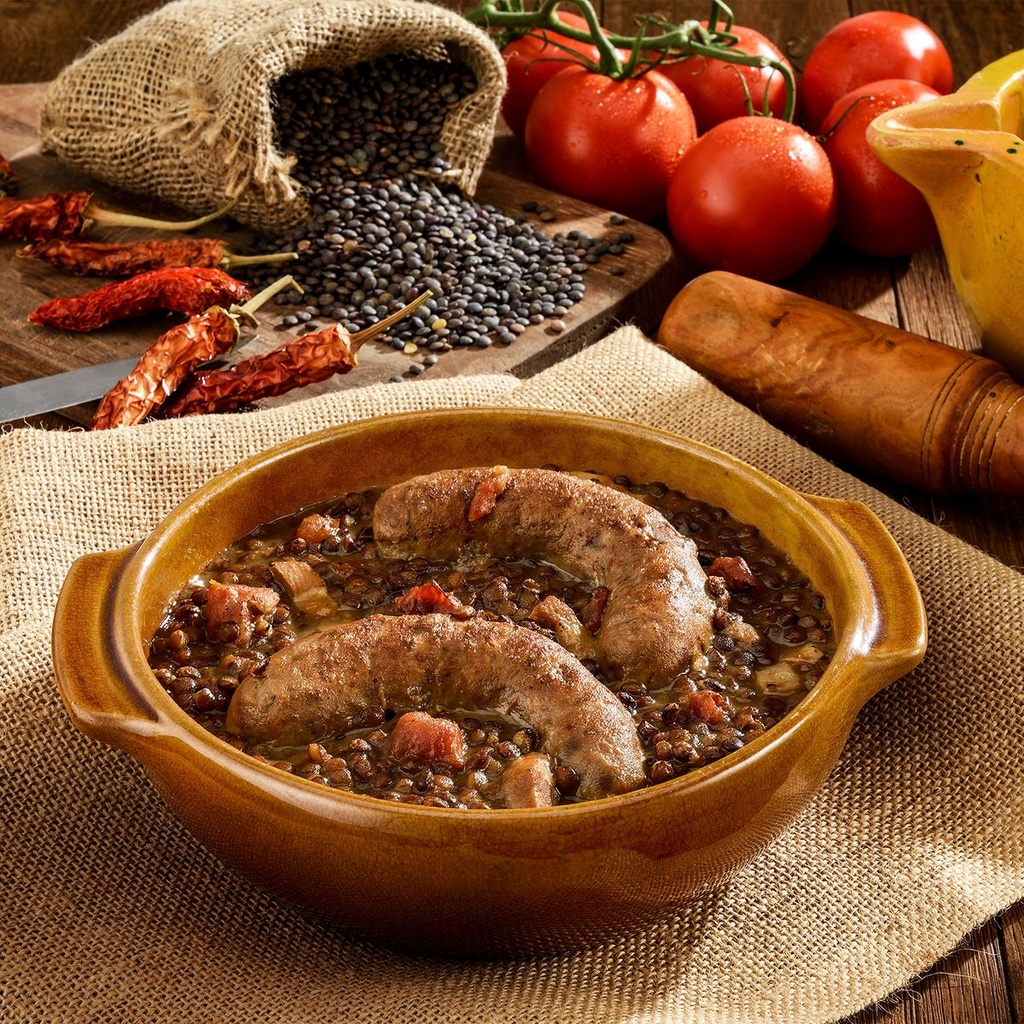 Saucisse de Canard aux Lentilles et au Piment d´Espelette