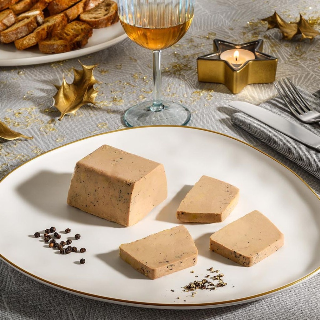 Foie Gras de Canard Entier du Sud-Ouest aux 2 poivres Mi-Cuit - Terrine 190g