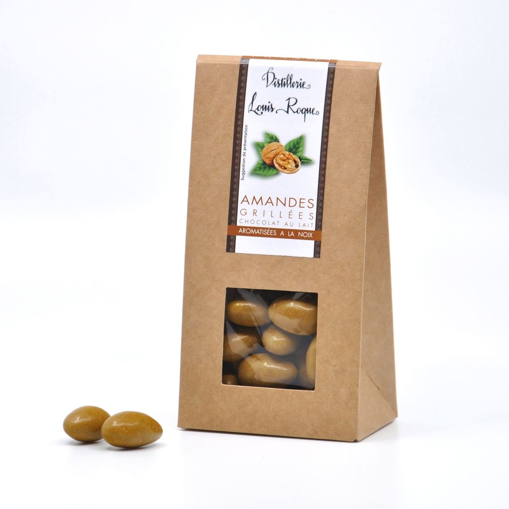 Amandes Grillées Chocolat au Lait arômatisées à la Noix100g