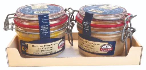 Lot de 2 Blocs de Foie Gras de Canard du Périgord Bocal 125G