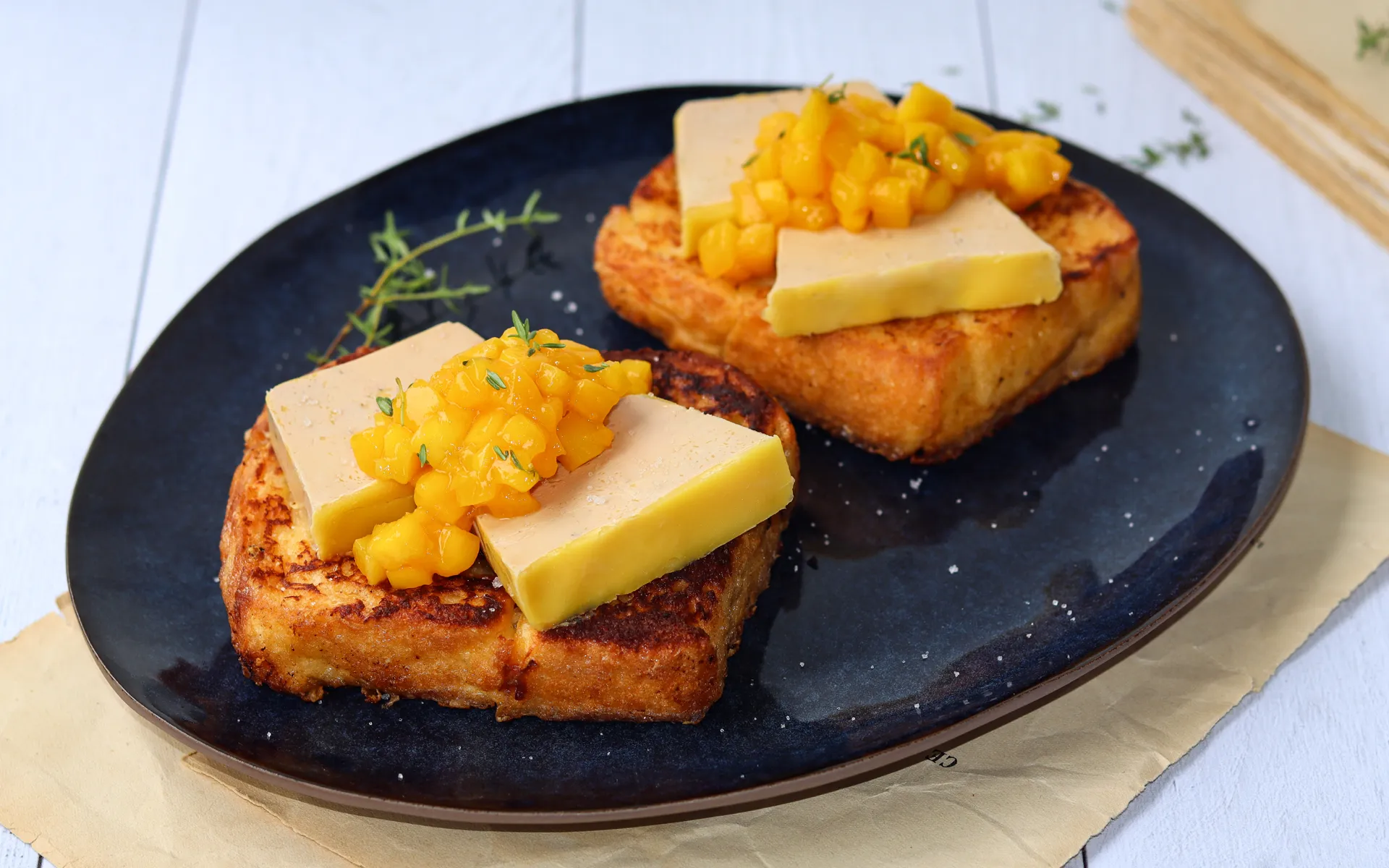 Recette de la Brioche perdue au foie gras de canard et à la mangue